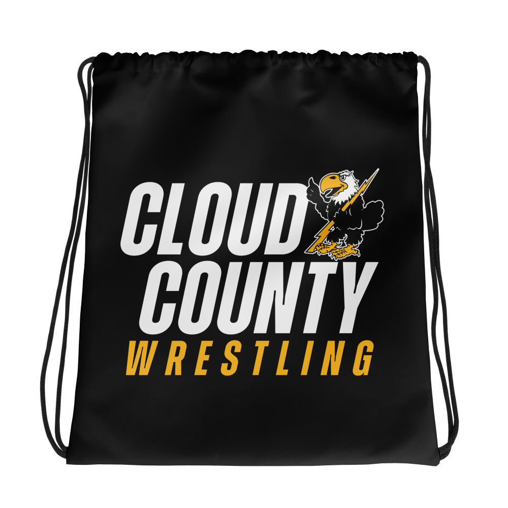 Cloud County CC Wrestling All-Over Print Drawstring Bag