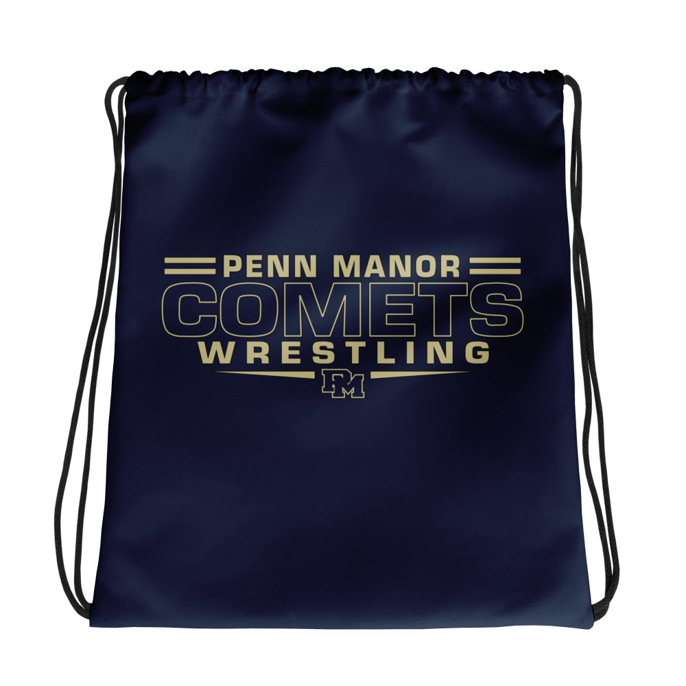 Penn Manor Comets Wrestling  All-Over Print Drawstring Bag