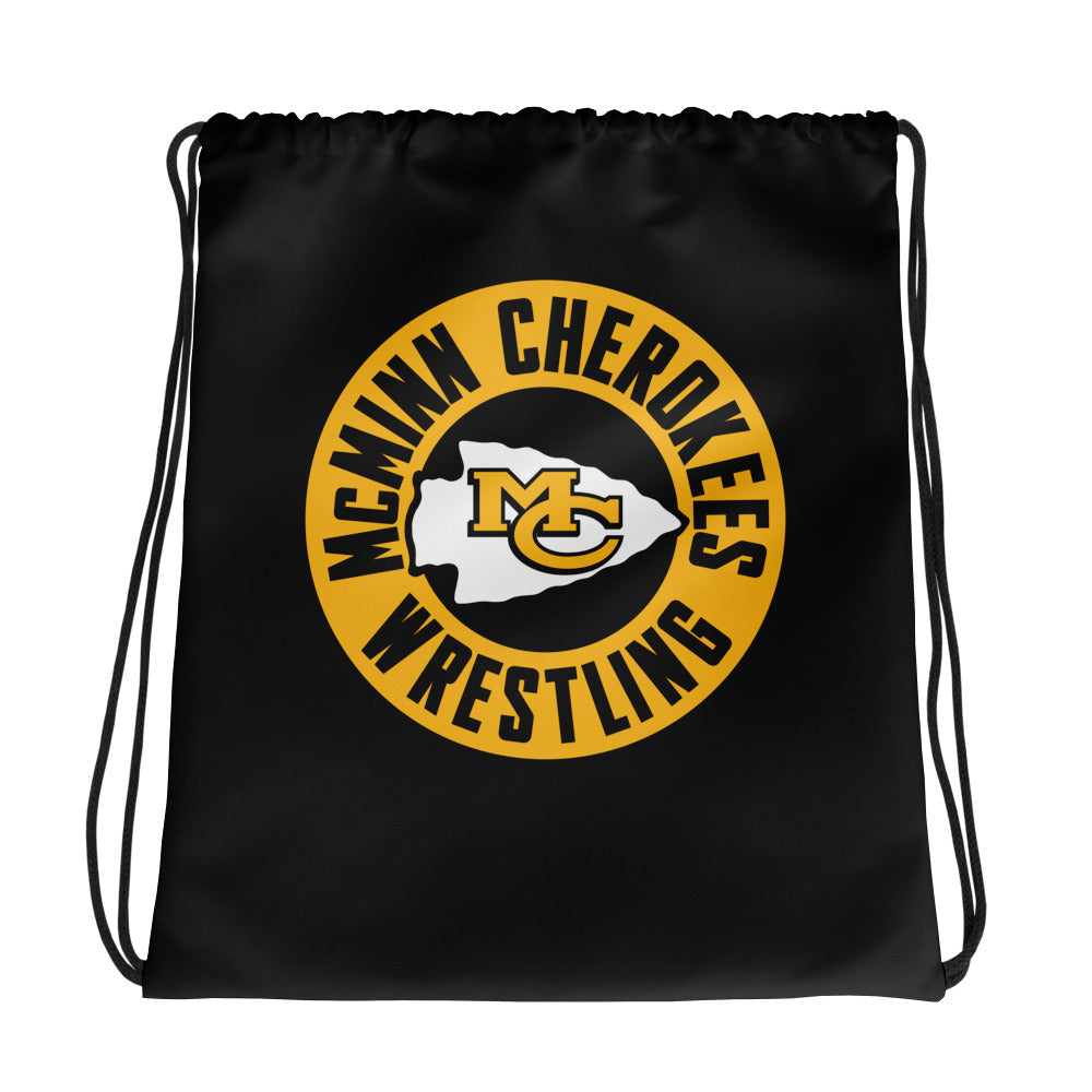 McMinn Cherokees Wrestling All-Over Print Drawstring Bag