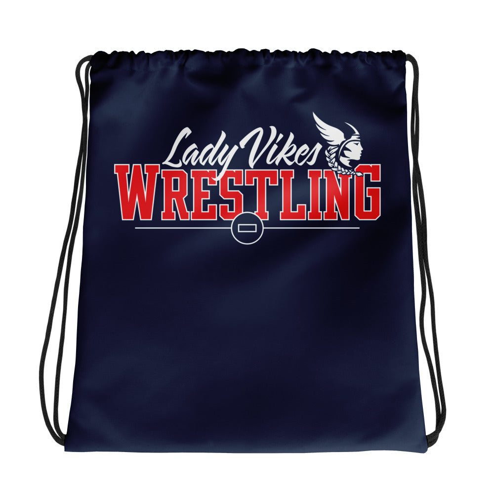 Lady Vikes Wrestling All-Over Print Drawstring Bag