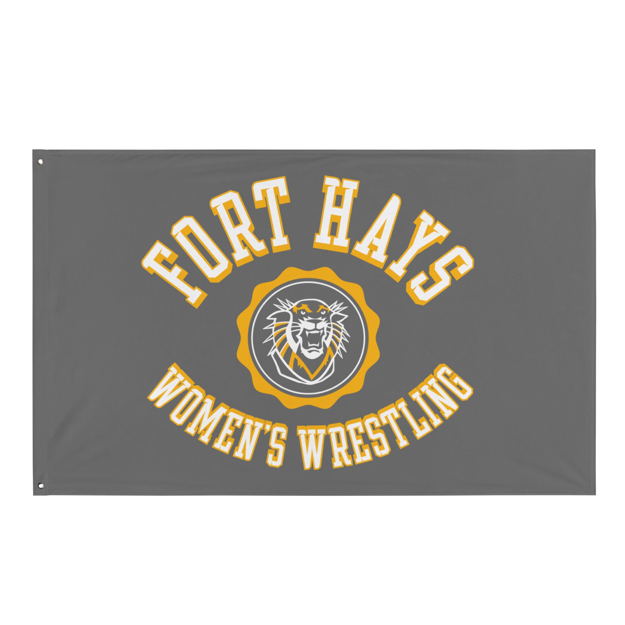 Fort Hays Women's Wrestling Grey All-Over Print Flag