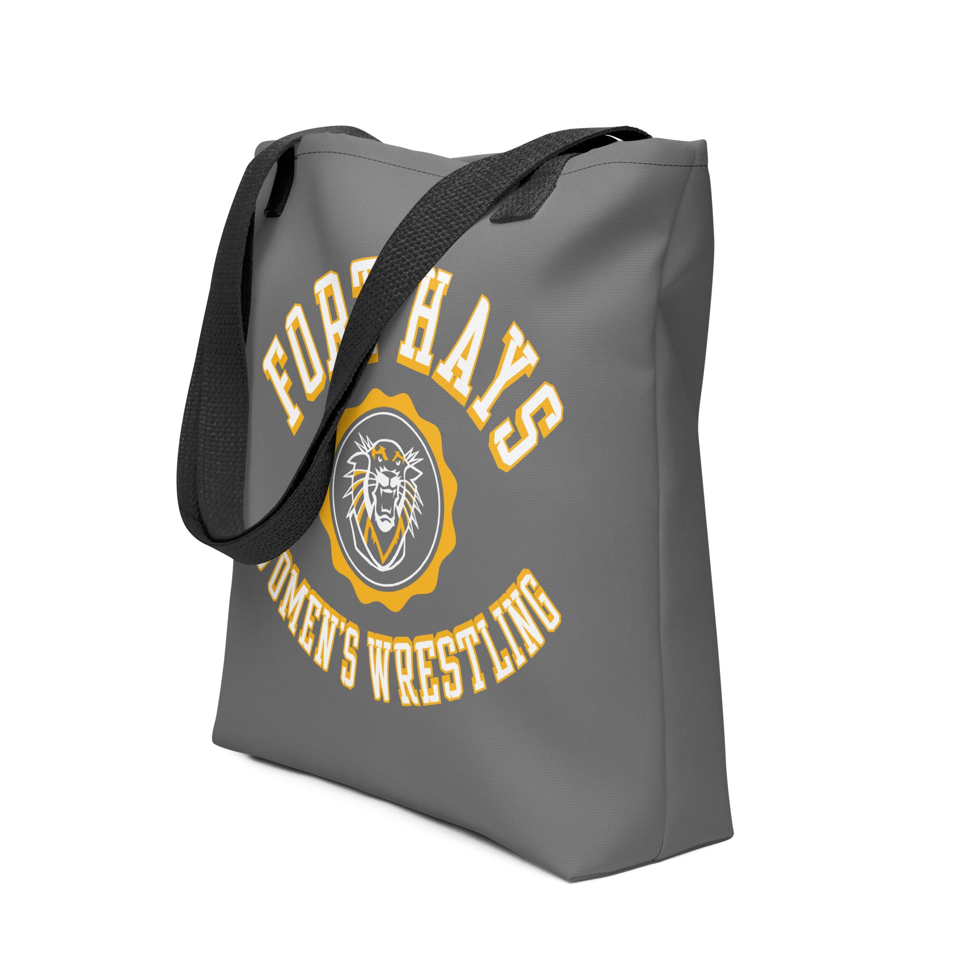Fort Hays Women's Wrestling Grey All-Over Print Tote