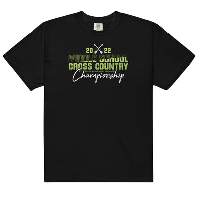 '22 Middle School XC Championship Neon Green Mens Garment-Dyed Heavyweight T-Shirt