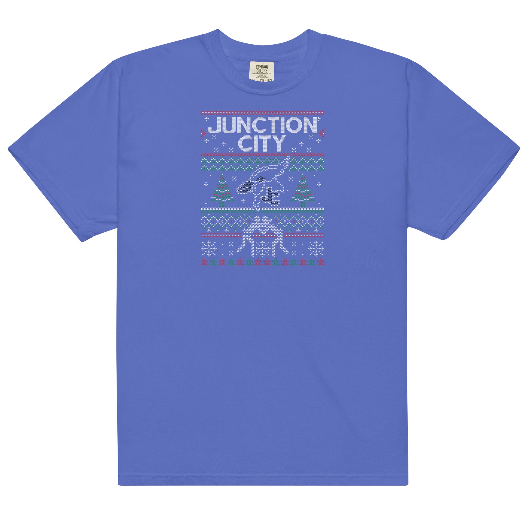 Junction City Wrestling Christmas Mens Garment-Dyed Heavyweight T-Shirt