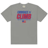 Greater Heights Wrestling Embrace the Climb 3 Mens Garment-Dyed Heavyweight T-Shirt