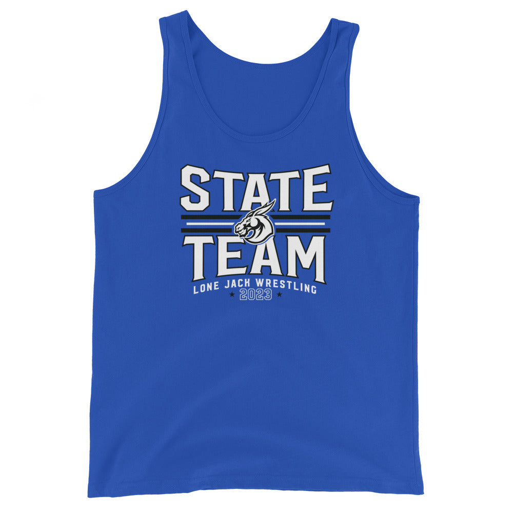 Lone Jack HS Wrestling State Shirts 2023 Men’s Staple Tank Top