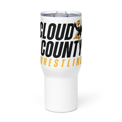 Cloud County CC Wrestling Travel mug with a handle