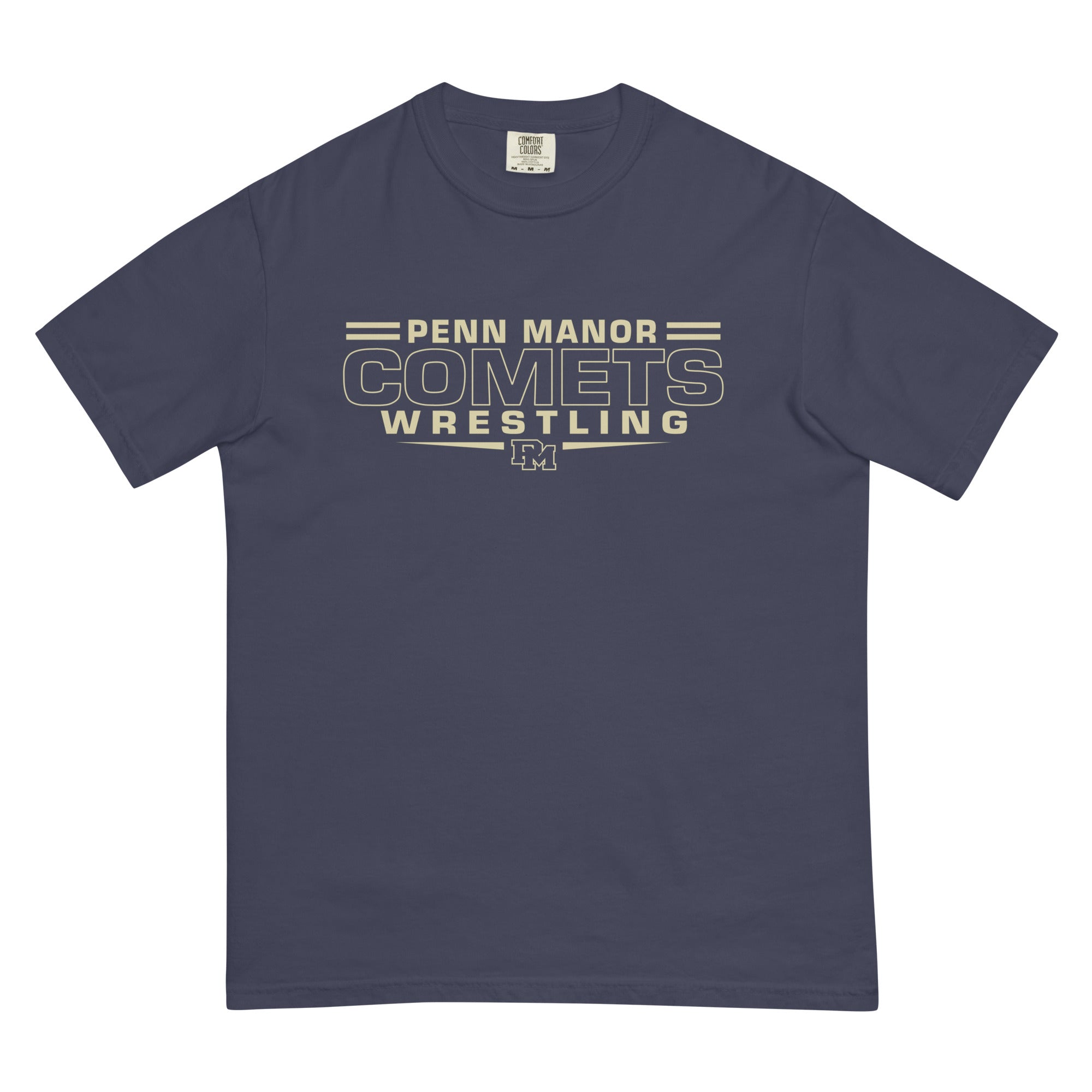 Penn Manor Comets Wrestling  Navy Mens Garment-Dyed Heavyweight T-Shirt