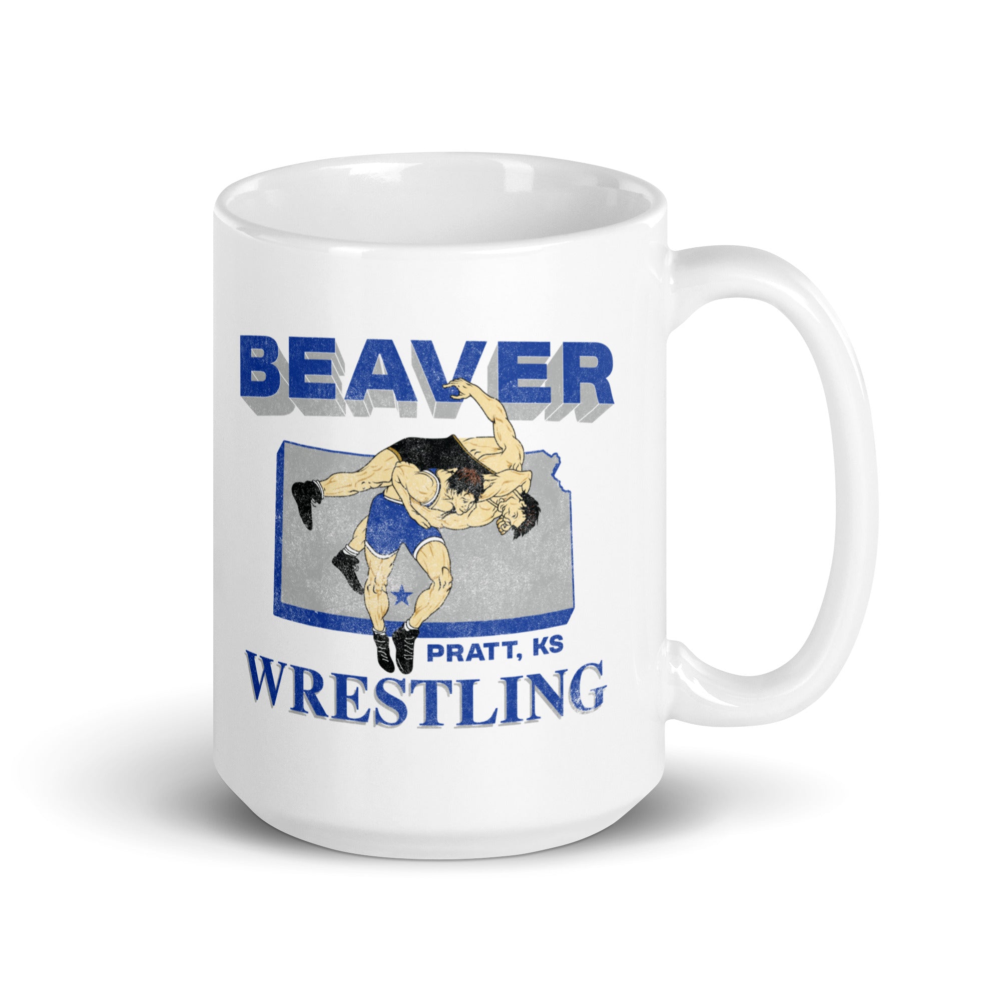 Pratt Community College Beaver Wrestling KS White Glossy Mug
