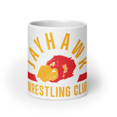 Jayhawk Wrestling Club White Glossy Mug