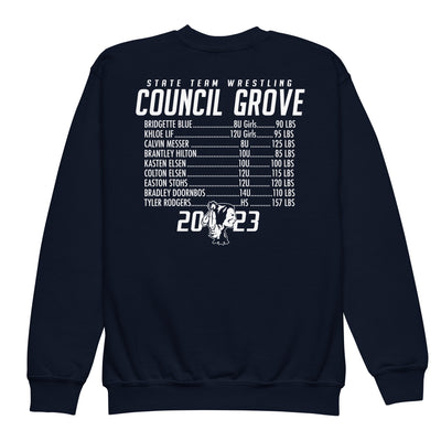Council Grove Wrestling State Team 2023 Youth crewneck sweatshirt