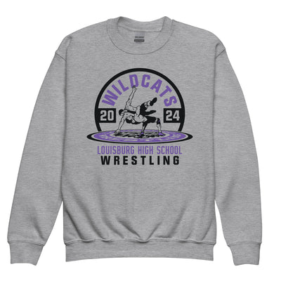 Wildcat Wrestling (Front Only) 2024 Youth crewneck sweatshirt