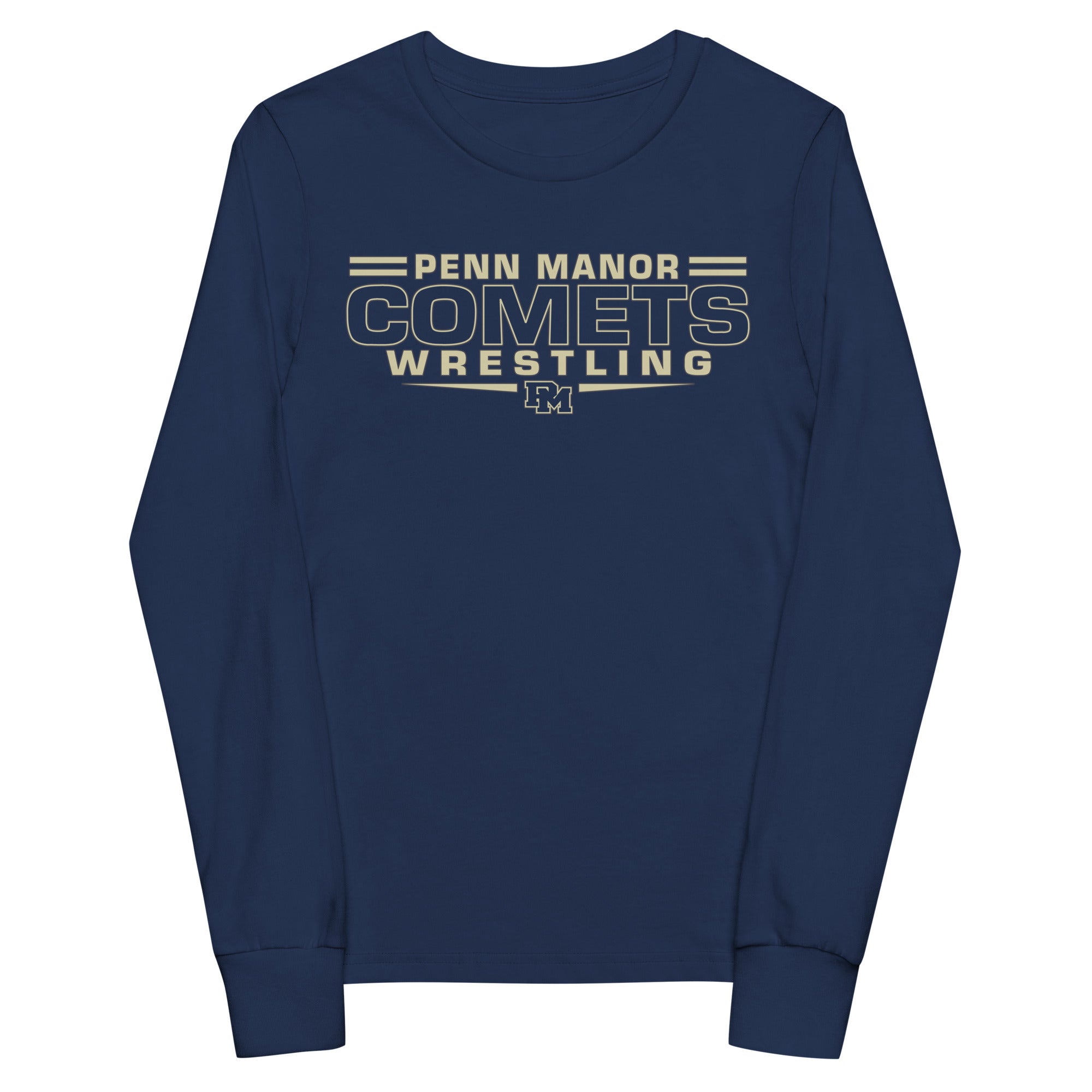 Penn Manor Comets Wrestling  Navy Youth Long Sleeve Tee