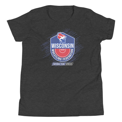 Wisconsin Wrestling Federation Wrestling 2023 WISCO Badge Youth Staple Tee
