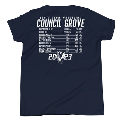 Council Grove Wrestling State Team 2023 Youth Short Sleeve T-Shirt