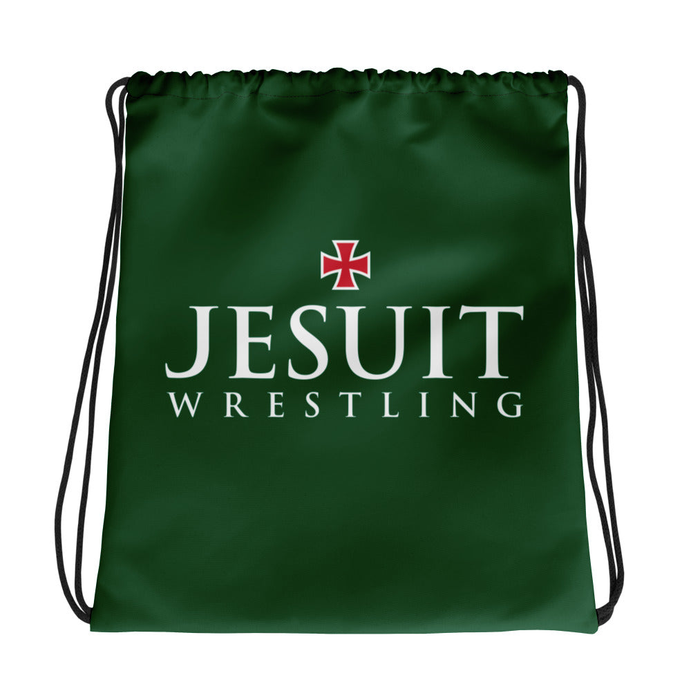 Strake Jesuit Wrestling Forest All Over Print Drawstring Bag