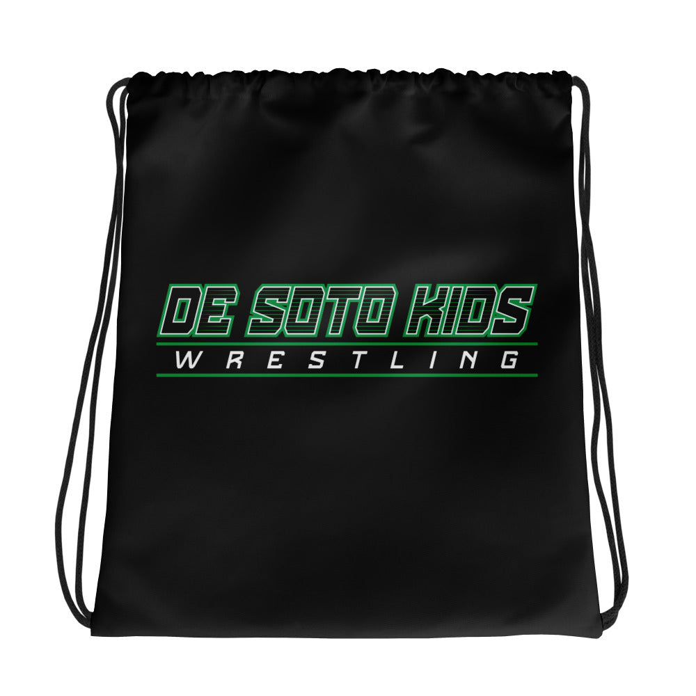 De Soto Kids Wrestling Black All-Over Print Drawstring Bag