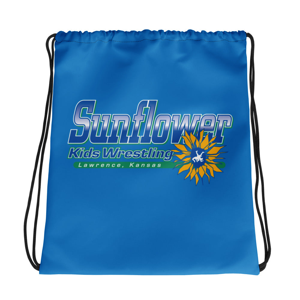 Sunflower Kids Wrestling Club Lawrence, KS All-Over Print Drawstring Bag