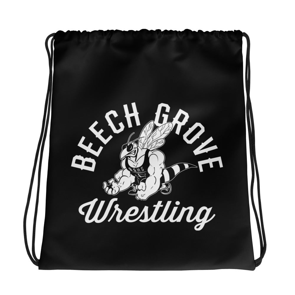 Beech Grove Wrestling All-Over Print Drawstring Bag