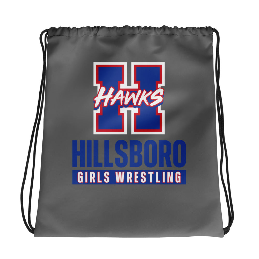 Hillsboro High School  Girls Wrestling All-Over Print Drawstring Bag