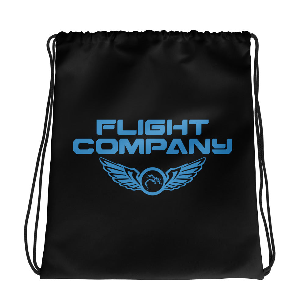 Flight Company  Black All-Over Print Drawstring Bag