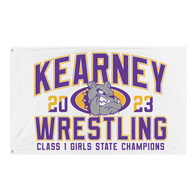 Kearney Wrestling Girls State Champs White All-Over Print Flag