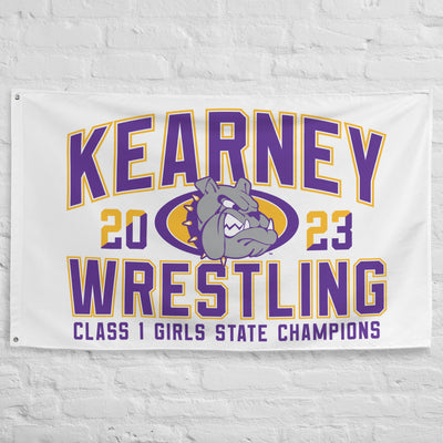 Kearney Wrestling Girls State Champs White All-Over Print Flag