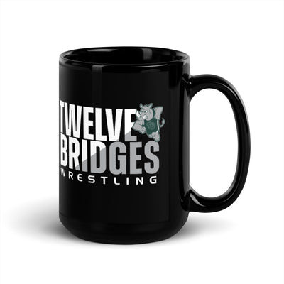 Twelve Bridges Wrestling Black Black Glossy Mug
