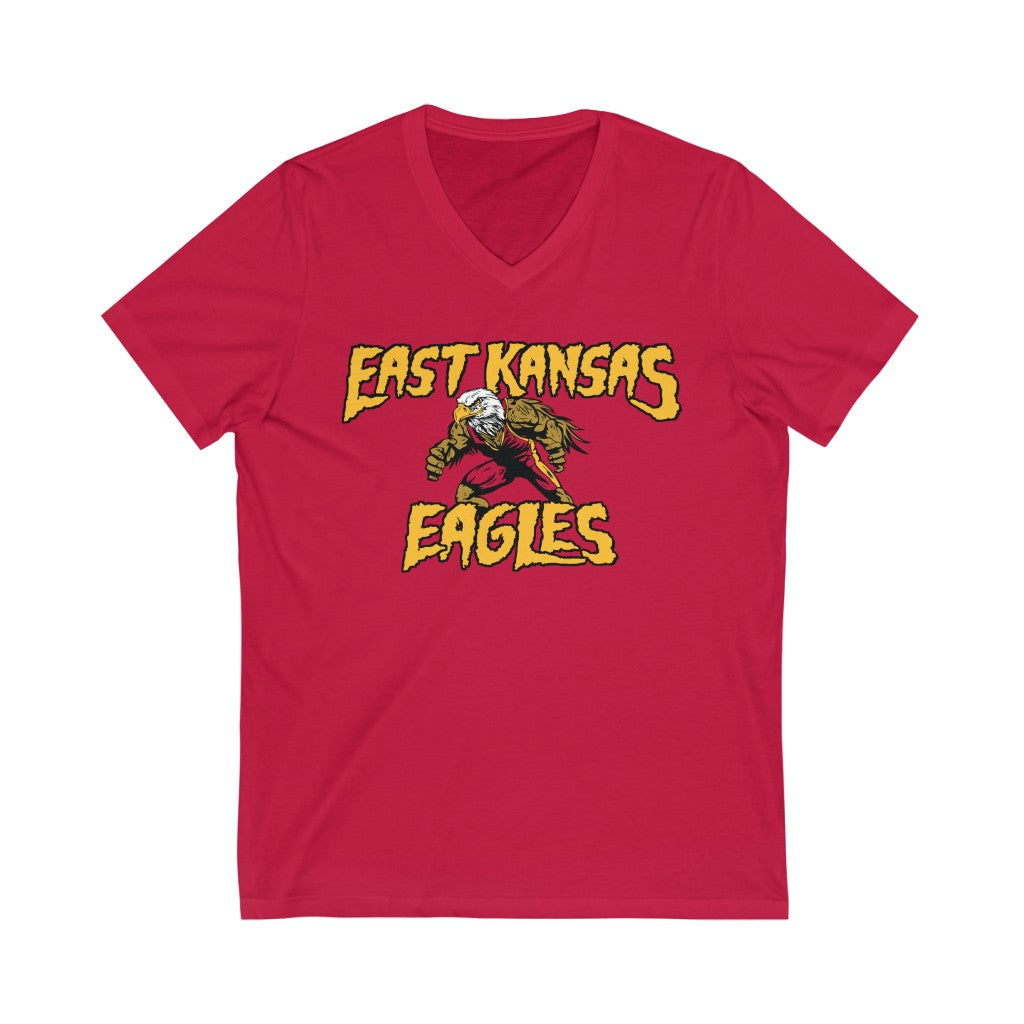 East Kansas Eagles FRONT ONLY Unisex Jersey Short Sleeve V-Neck Tee