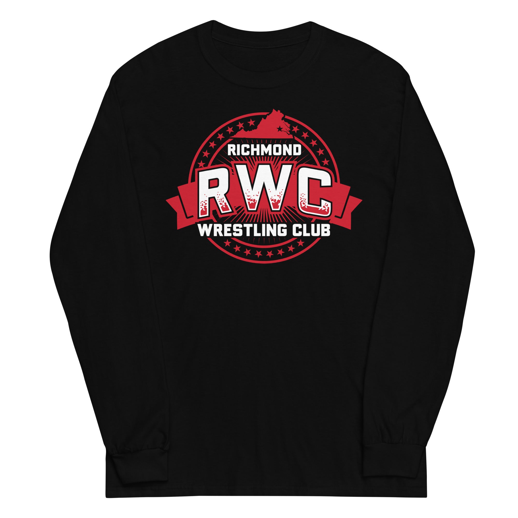 Richmond Wrestling Club Black Mens Long Sleeve Shirt