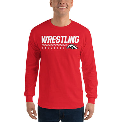 Palmetto Wrestling  Red Design Mens Long Sleeve Shirt