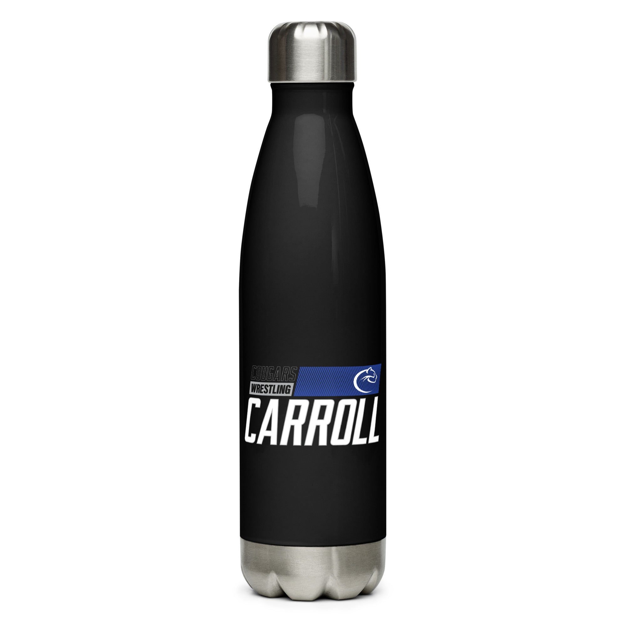 Carroll Wrestling Black  Stainless Steel Water Bottle