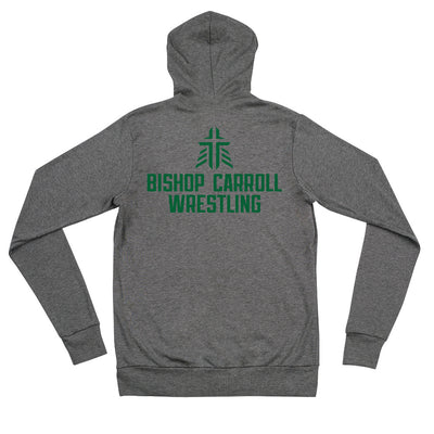 Bishop Carroll Wrestling (with back print) Grey Unisex zip hoodie