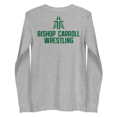 Bishop Carroll Wrestling (with back print) Grey Unisex Long Sleeve Tee