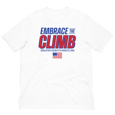 Greater Heights Wrestling Embrace the Climb 3 Unisex Staple T-Shirt