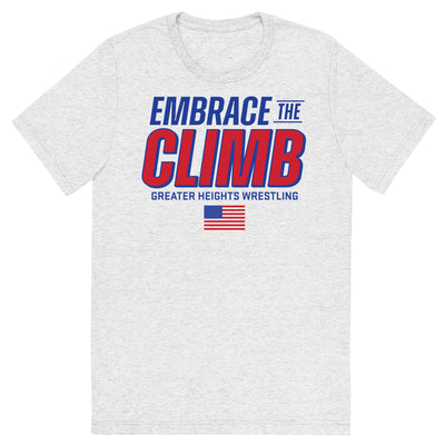 Greater Heights Wrestling Embrace the Climb 3 Unisex Tri-Blend T-Shirt