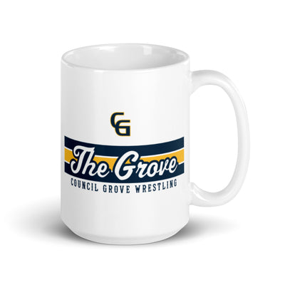 Council Grove Wrestling White glossy mug