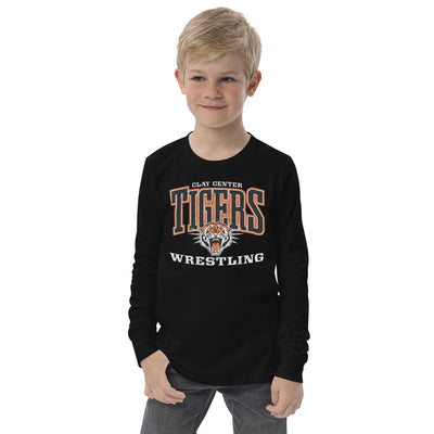Clay Center Community HS Wrestling Black Youth Long Sleeve Tee