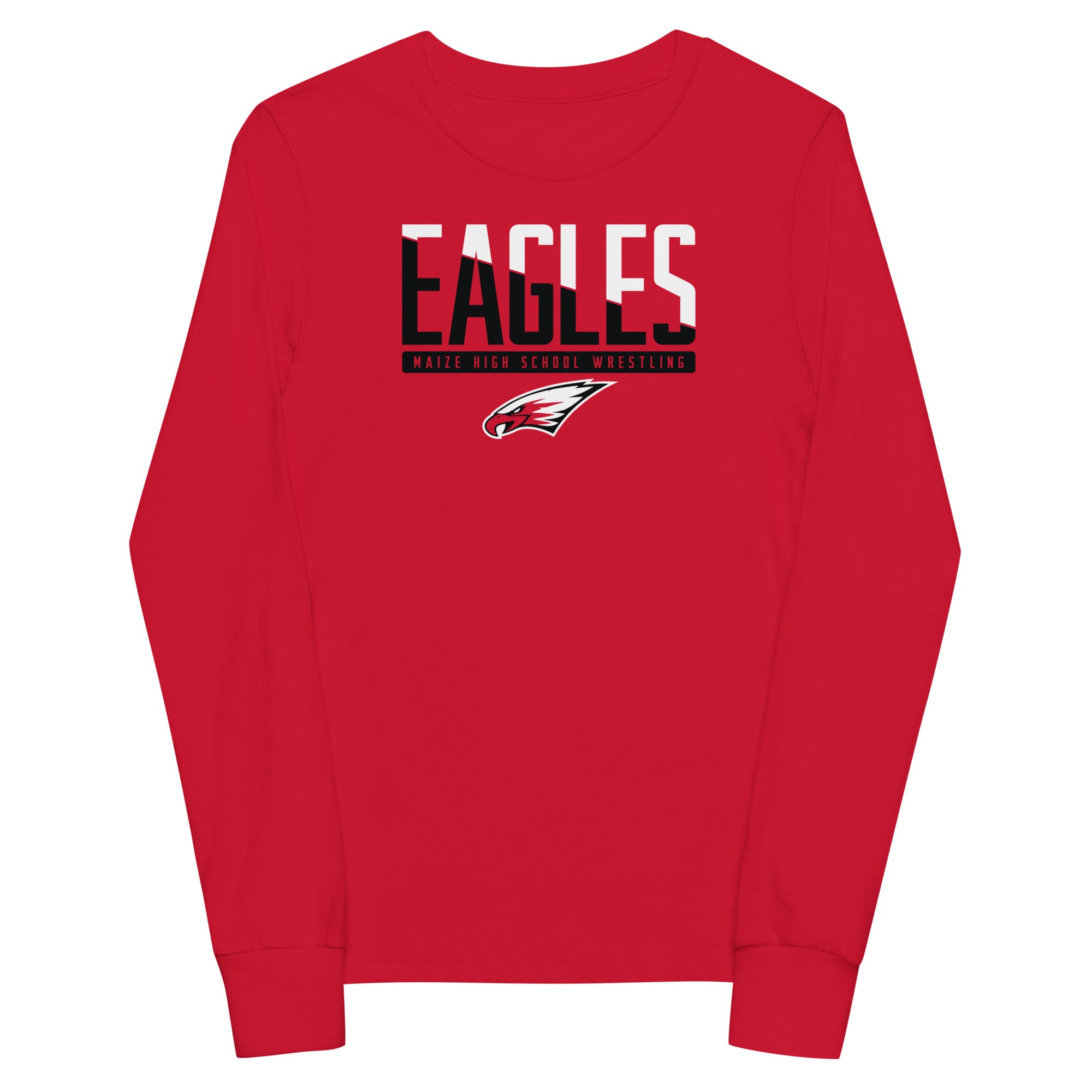 Maize HS Wrestling Eagles Red Youth Long Sleeve Tee
