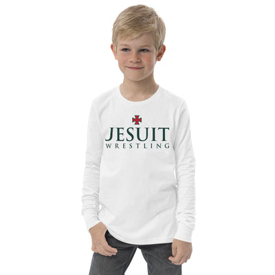 Strake Jesuit Wrestling White Youth Long Sleeve Tee