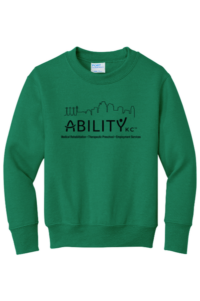 ABILITY KC Port & Company - Youth Core Fleece Crewneck Sweatshirt. PC90Y