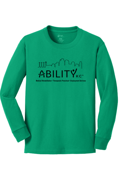 ABILITY KC Port & Company Youth Long Sleeve Core Cotton Tee. PC54YLS