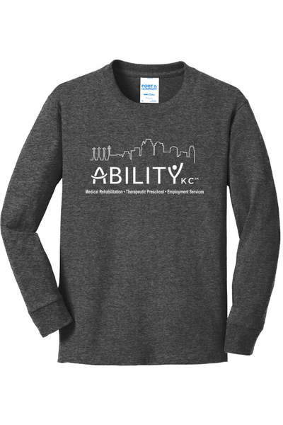 ABILITY KC Port & Company Youth Long Sleeve Core Cotton Tee. PC54YLS