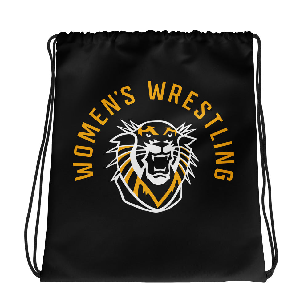 Fort Hays Women's Wrestling Grey All-Over Print Drawstring Bag