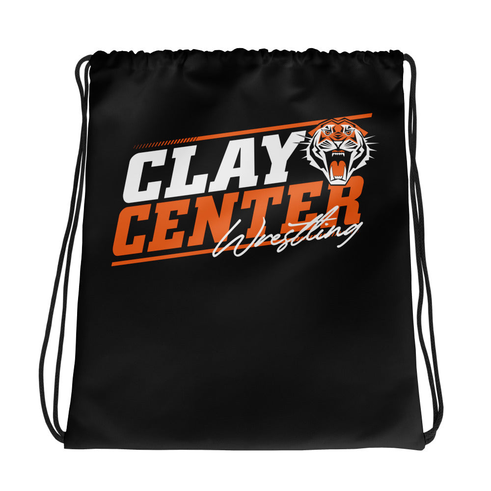 Clay Center Wrestling All-Over Print Drawstring Bag