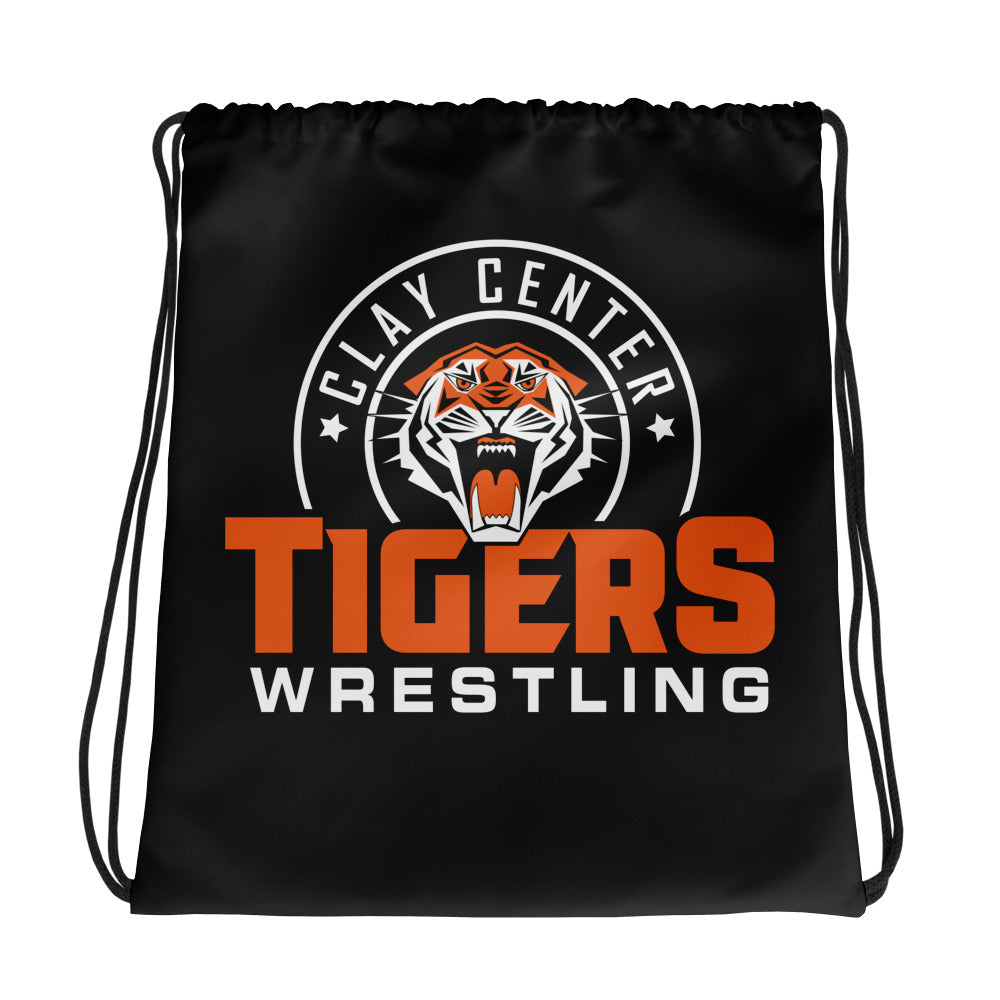 Clay Center Wrestling All-Over Print Drawstring Bag