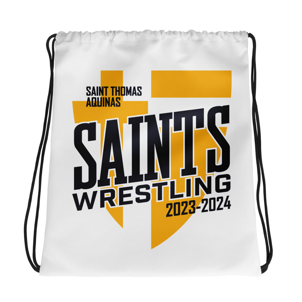 Saint Thomas Aquinas Wrestling All-Over Print Drawstring Bag