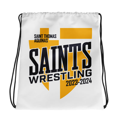 Saint Thomas Aquinas Wrestling All-Over Print Drawstring Bag