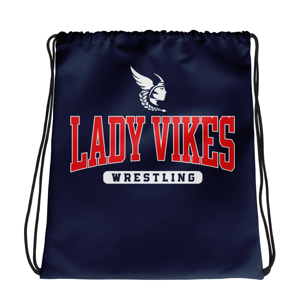 Lady Vikes Wrestling All-Over Print Drawstring Bag