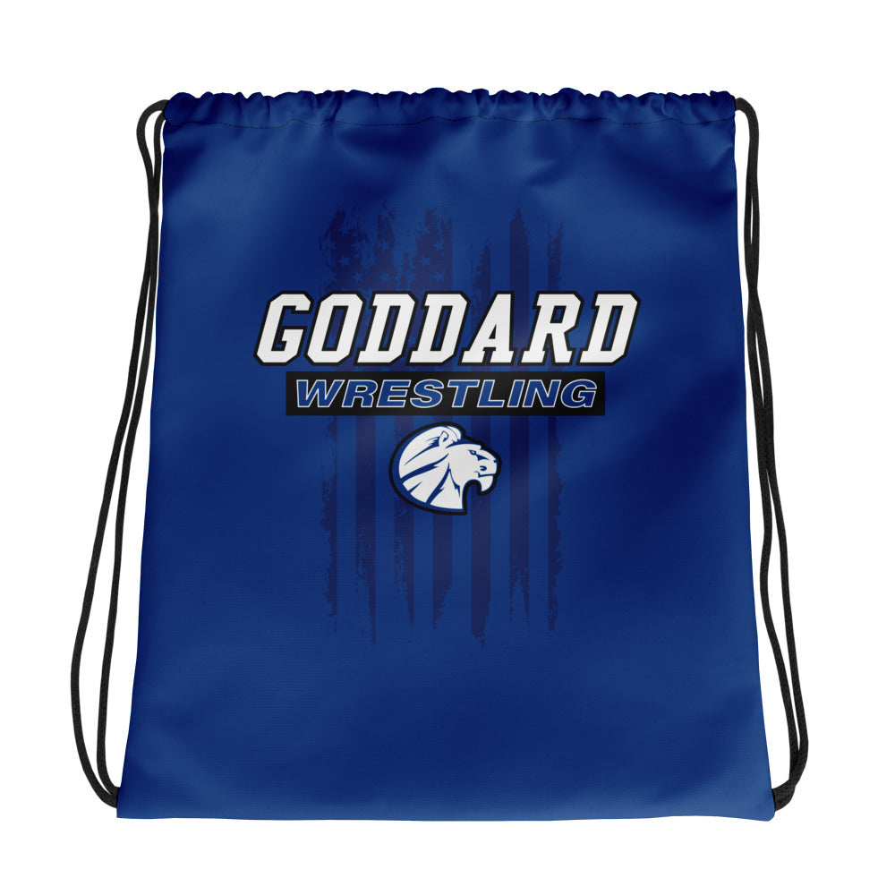 Goddard Wrestling Flag Drawstring bag
